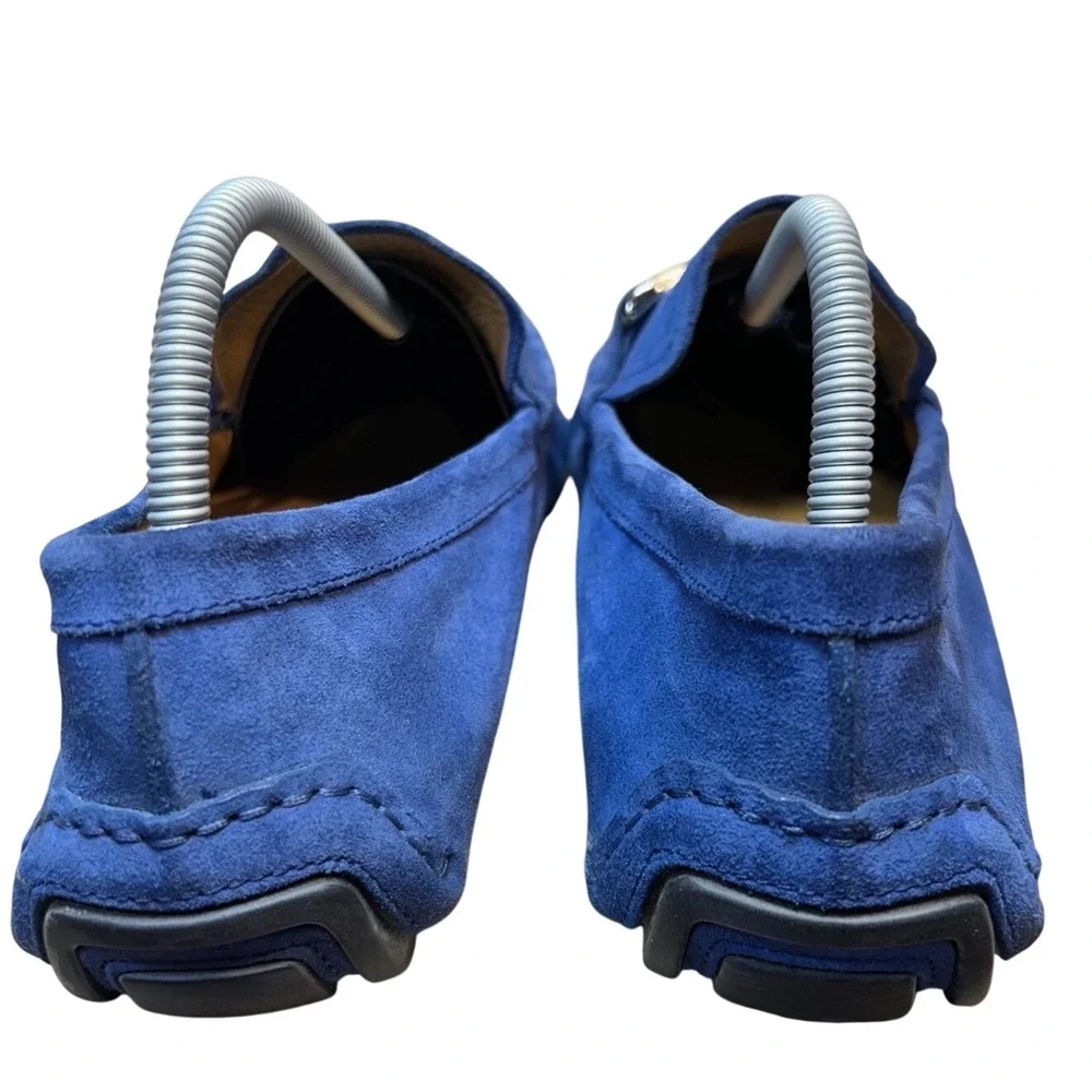 Gucci Mens Blue Suede Horsebit Driving Loafers Size 8  Made in Italy Cobalt Blue